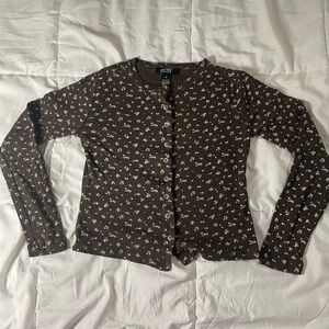 Brown Floral Long Sleeve Top